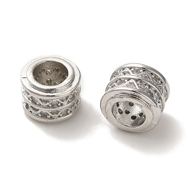 

PandaHall Rack Plating Brass Pave Clear Cubic Zirconia European Beads, Cadmium Free & Lead Free, Column, Platinum, 8.5x6.8mm, Hole: 4.8mm...