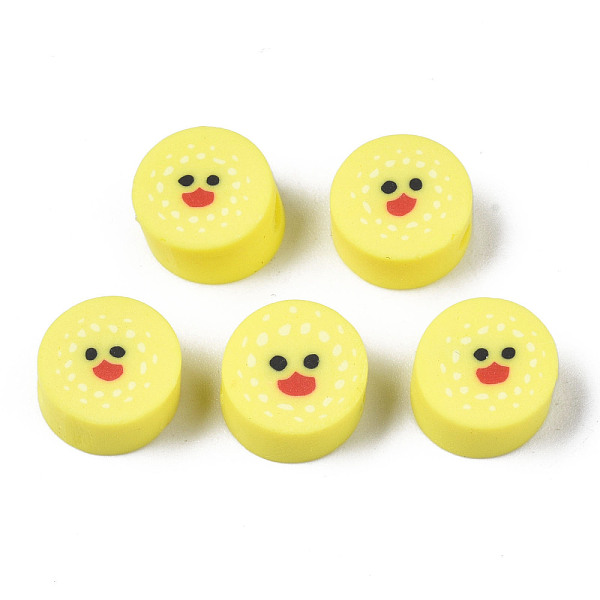 

PandaHall Handmade Polymer Clay Beads, for DIY Jewelry Crafts Supplies, Flat Round with Duck, Yellow, 8.5~9.5x4~5mm, Hole: 1.6mm Polymer...