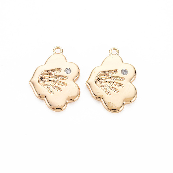 

PandaHall Brass Micro Pave Cubic Zirconia Pendants, Real 18K Gold Plated, Nickel Free, Palm, Clear, 14.5x20x2mm, Hole: 1.5mm Brass+Cubic...