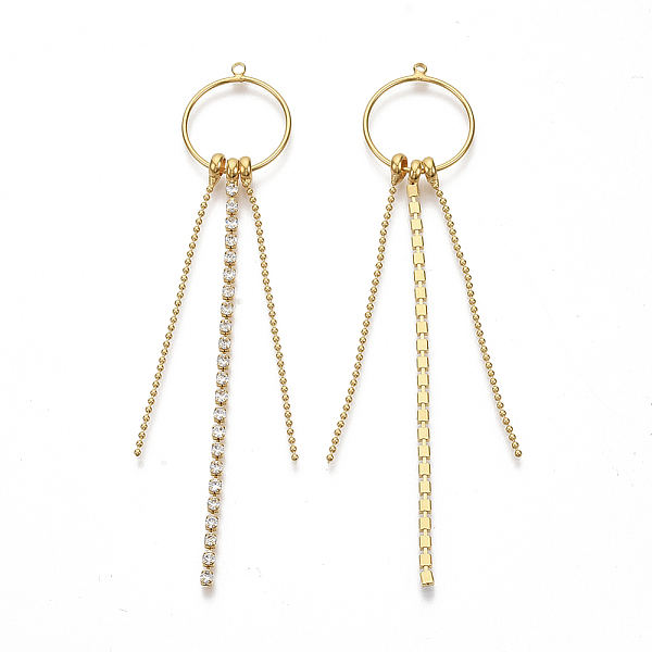 

PandaHall Brass Big Chain Tassel Pendants, with Ball Chains & Rhinestone Cup Chains, Nickel Free, Crystal, Real 18K Gold Plated, 95x19x2mm...