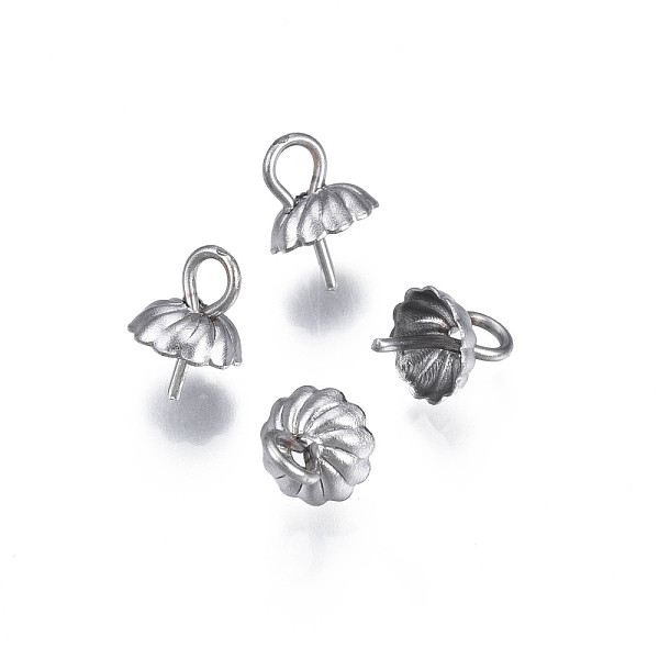 

PandaHall 304 Stainless Steel Cup Peg Bails Pendants, For Half Drilled Beads, Flower, Stainless Steel Color, 8.5x6mm, Hole: 2mm, Pin: 0.7mm...