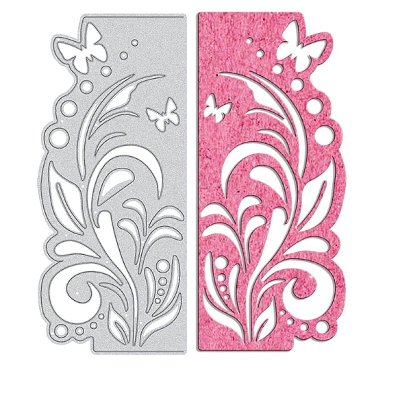 

PandaHall Carbon Steel Cutting Dies Stencils, for DIY Leather Making, Flower & Butterfly, Matte Platinum Color, 154x68mm Carbon Steel