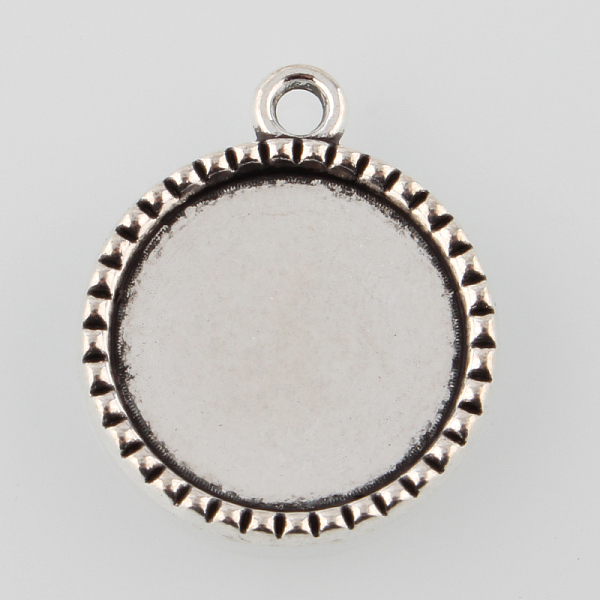 

PandaHall Tibetan Style Alloy Flat Round Pendant Cabochon Settings, Cadmium Free & Lead Free, Antique Silver, Tray: 18mm, 26x22x2.5mm, Hole...