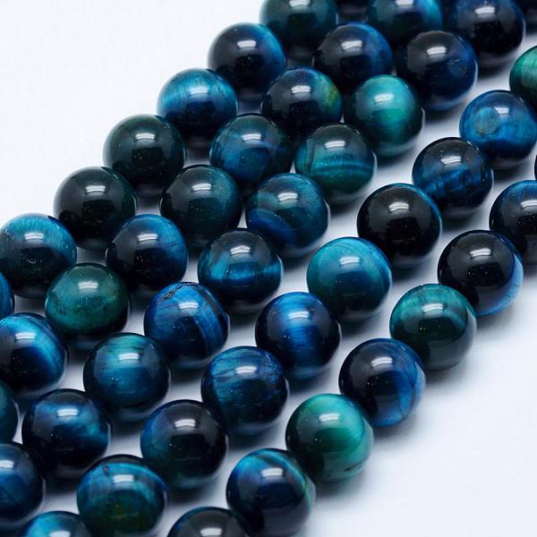 

PandaHall Natural Tiger Eye Beads Strands, Dyed & Heated, Round, 10mm, Hole: 1mm, about 38~39pcs/strand, 15.1 inch(38.5cm) Tiger Eye Round..., Cyan