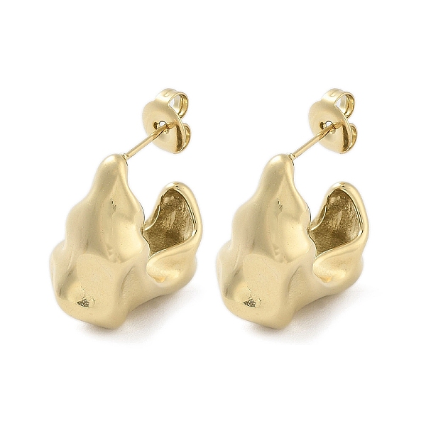 

PandaHall 304 Stainless Steel Stud Earrings, Half Hoop Earrings, Real 14K Gold Plated, 19x9mm 304 Stainless Steel