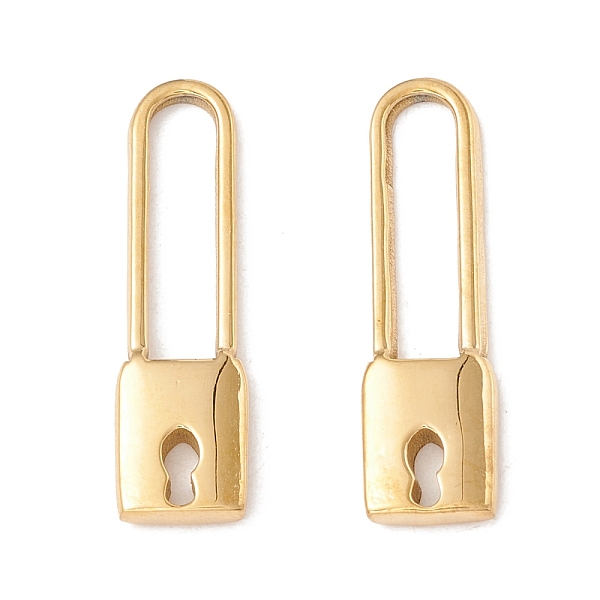 

PandaHall Ion Plating(IP) 304 Stainless Steel Pendants, Lock, Real 24K Gold Plated, 25x7x2mm, Hole: 15x3.5mm 304 Stainless Steel Lock