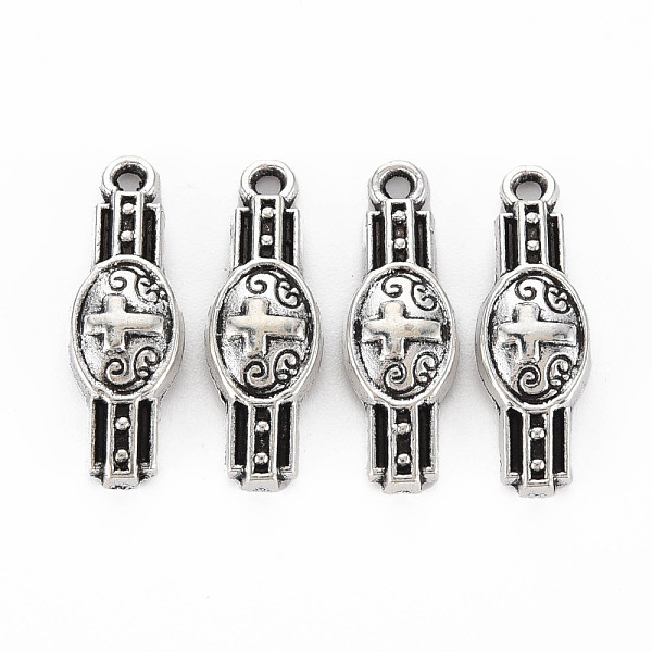 

PandaHall Tibetan Style Alloy Pendants, Cadmium Free & Lead Free, Oval with Cross, Antique Silver, 22.5x7.5x4mm, Hole: 1.4mm, about...
