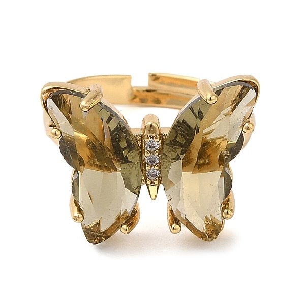 

PandaHall Adjustable Brass Glass Finger Rings, with Clear Cubic Zirconia, Butterfly, Golden, Slate Gray, Size 7, Inner Diameter: 17mm...