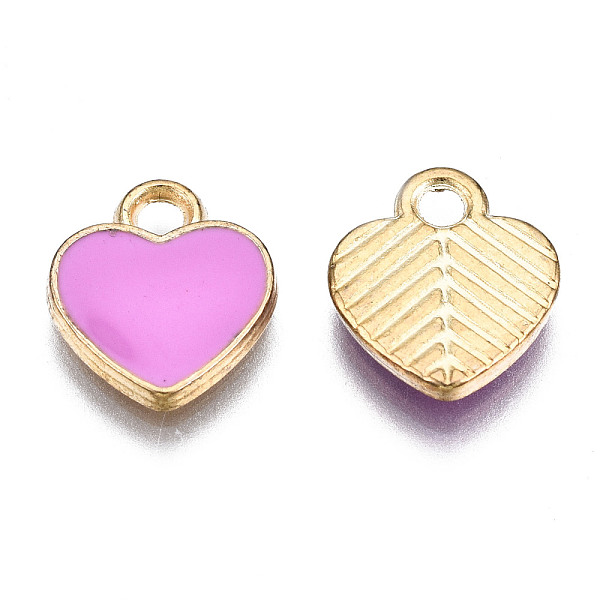 

PandaHall Alloy Enamel Charms, Heart, Light Gold, Violet, 12x10x2mm, Hole: 2mm Alloy+Enamel Heart Purple