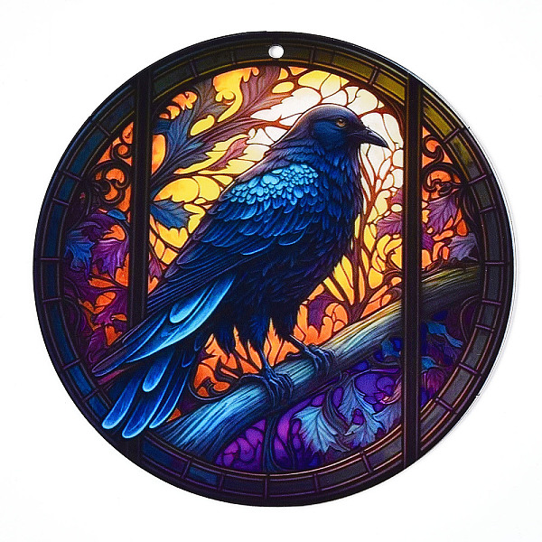 

PandaHall Stained Acrylic Window Planel with Chain, for Window Suncatcher Home Hanging Ornaments, Bird, 200x200mm Acrylic Bird