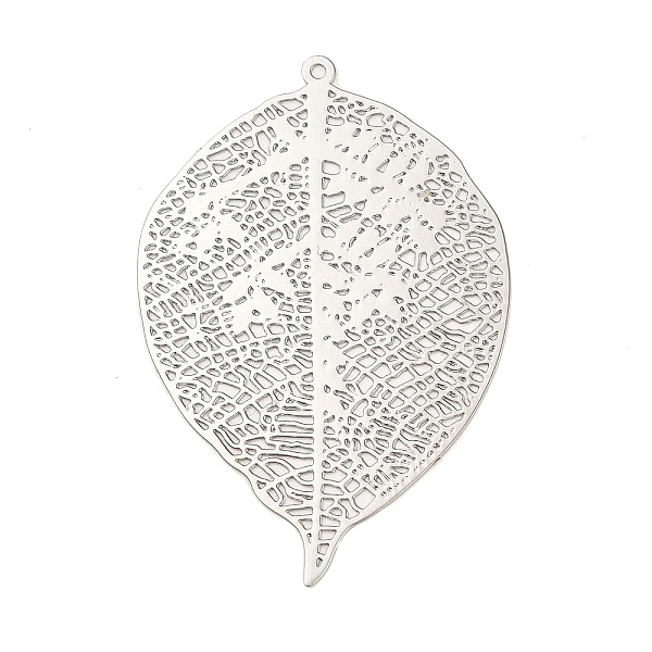 

PandaHall Rack Plating Brass Filigree Pendants, Long-Lasting Plated, Leaf Charms, Platinum, 42.5x29x0.3mm, Hole: 1mm Brass Leaf