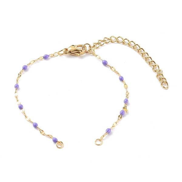 

PandaHall 304 Stainless Steel Link Chain Bracelet Makings, with Enamel, Golden, Lilac, 5-5/8 inch(14.3cm) 304 Stainless Steel Purple