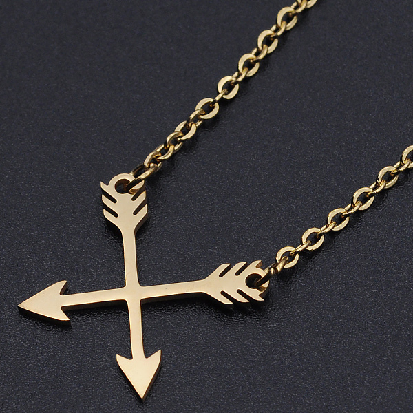 

PandaHall 201 Stainless Steel Pendant Necklaces, with Cable Chains and Lobster Claw Clasps, Arrows, Golden, 17.12 inch(43.5cm), 2mm 201...