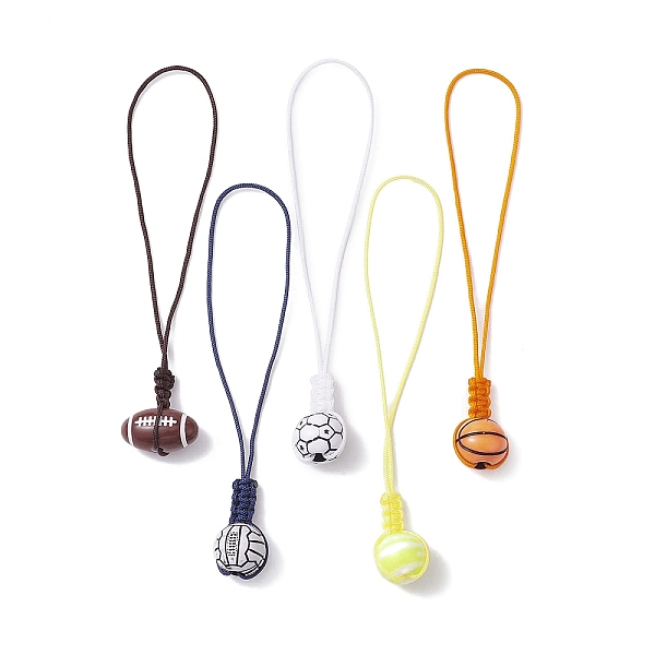 

PandaHall Sports Ball Theme Opaque Acrylic Pendant Decorations, Nylon Thread Braided Loop Hanging Ornaments, Mixed Shape, Mixed Color..., Multicolor