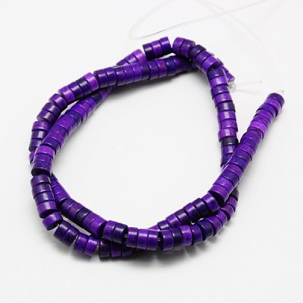 

PandaHall Synthetic Turquoise Beads Strands, Heishi Beads, Dyed, Flat Round/Disc, Indigo, 4x2mm, Hole: 1mm, about 170pcs/strand, 16 inch..., Purple