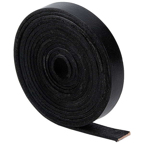 

PandaHall GORGECRAFT Black Genuine Leather Strips 0.5"/12.5mm x 79"/2m Full Grain Buffalo Leather Strap Cowhide Leather Cord Braiding Thread...