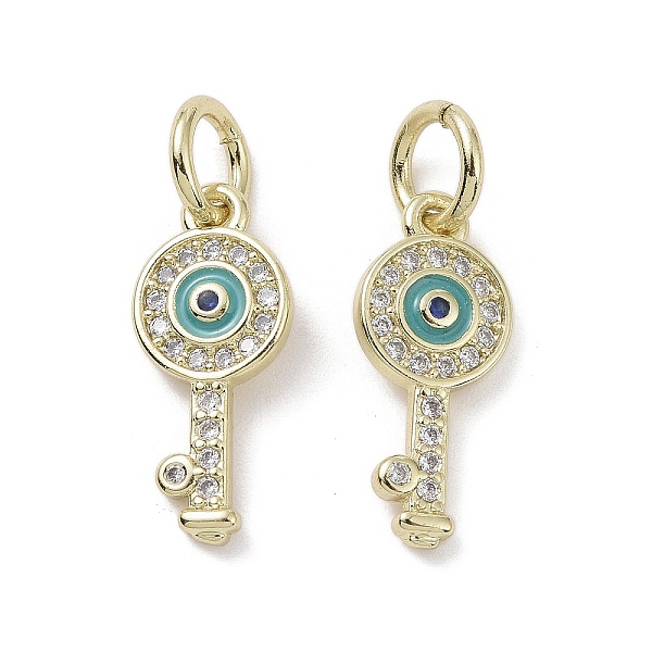 

PandaHall Real 18K Gold Plated Brass Micro Pave Cubic Zirconia Pendants, with Enamel and Jump Ring, Key Charms, Turquoise, 17.5x7x2mm, Hole..., Green