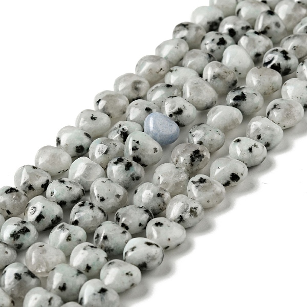 PandaHall Natural Sesame Jasper/Kiwi Jasper Beads Strands, Heart, 8~8.5x8~9x5mm, Hole: 1mm, about 50~51pcs/strand, 15.55~15.75''(39.5~40cm)...