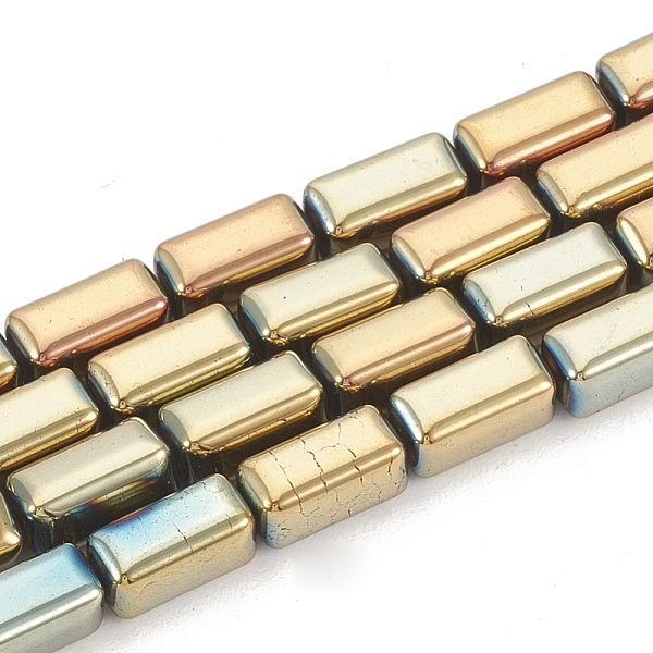 

PandaHall Electroplate Non-magnetic Synthetic Hematite Beads Strands, Cuboid, Rainbow Plated, 8x4x4mm, Hole: 1mm, about 50pcs/strand, 16.14...