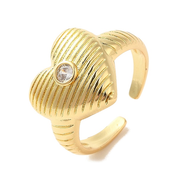 

PandaHall Brass Micro Pave Cubic Zirconia Open Cuff Rings, Heart, Real 18K Gold Plated, Inner Diameter: 17mm Brass+Cubic Zirconia Heart..., Clear