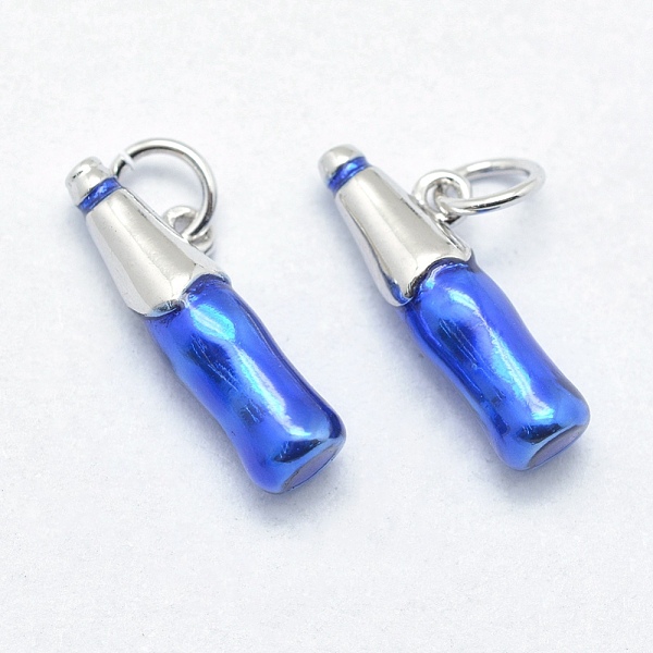 

PandaHall Brass Pendants, with Enamel, Cadmium Free & Nickel Free & Lead Free, Long-Lasting Plated, Bottle, Blue, Real Platinum Plated...