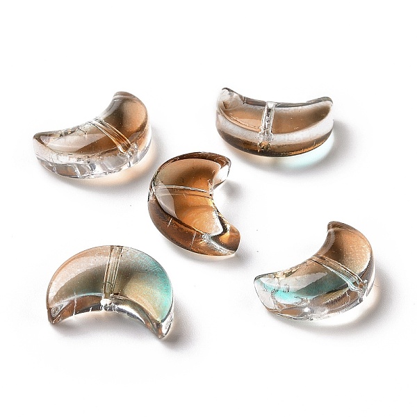 

PandaHall Transparent Spray Painted Glass Beads, Crescent Moon, Orange, 14x9.5x5mm, Hole: 1mm Glass Moon Orange