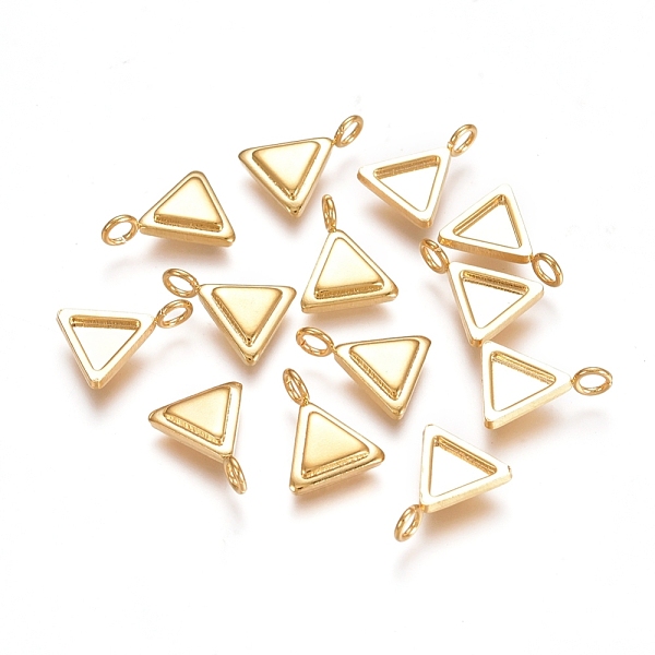 

PandaHall 304 Stainless Steel Pendant Cabochon Settings, Triangle, Golden, Tray: 5x6mm, 11x9x2mm, Hole: 2mm 304 Stainless Steel Triangle