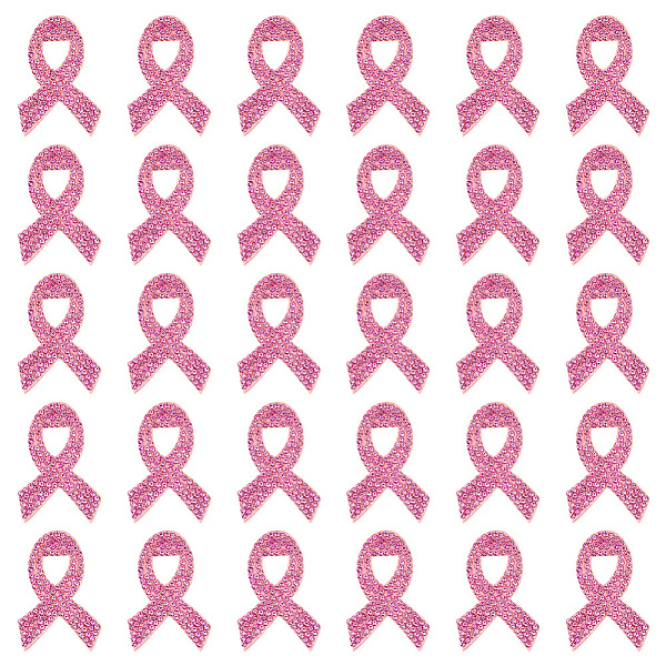 

PandaHall FINGERINSPIRE 30 Pcs Pink Ribbon Breast Cancer Awarenes Cloth Patches 1.1x1.65inch Rose Rhinestone Appliques Patches Sew on Ribbon...