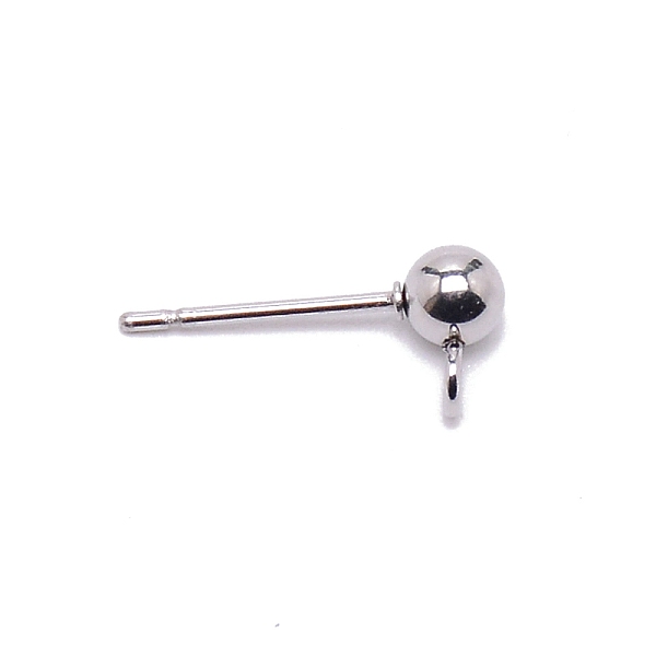 

PandaHall 304 Stainless Steel Ball Stud Earring Post, Earring Findings, with Loop, Stainless Steel Color, 15x6.8x4mm, Hole: 1.5mm, Pin...