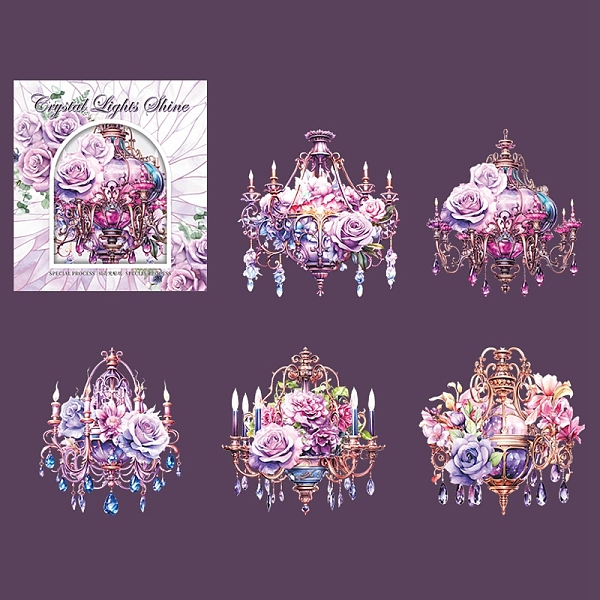 

PandaHall Crystal Lamp Theme PET Decorativ Tapes, Lilac, 100x85~100x0.1mm, 5pc/set Plastic Purple