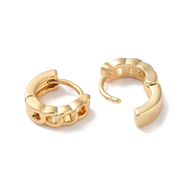 Curb Chain Shape Brass Hoop Earrings For Women