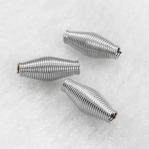 

PandaHall Steel Spring Beads, Coil Beads, Rice, Platinum, about 4mm wide, 9mm long, hole: 1mm Steel Rice