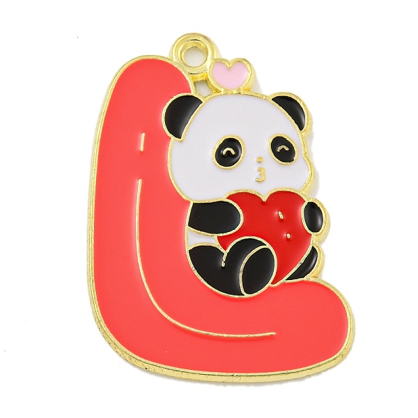 

PandaHall Alloy Enamel Pendants, Light Gold, Panda Charm, Letter L, 28x20x1mm, Hole: 1.6mm Alloy+Enamel Letter L
