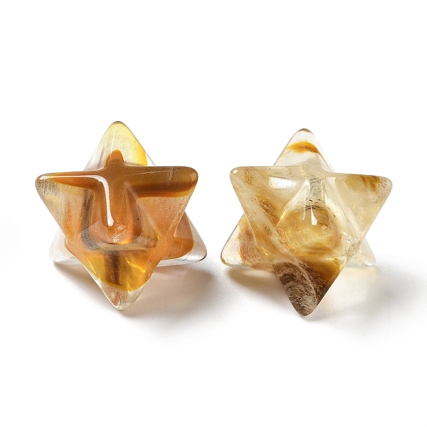 

PandaHall Tigerskin Glass Beads, No Hole/Undrilled, Merkaba Star, 14.5~15x14.5~15x14.5~15mm Tigerskin Glass Star