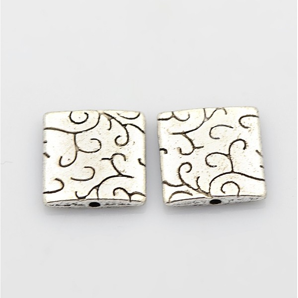 

PandaHall Tibetan Style Alloy Beads, Lead Free & Cadmium Free, Square, Antique Silver, about 15mm long, 15mm wide, 3.5mm thick, hole: 1.5mm...