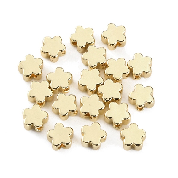 

PandaHall Brass Beads, Flower, Real 14K Gold Plated, 6x5.5x3mm, Hole: 1.4mm Brass Flower