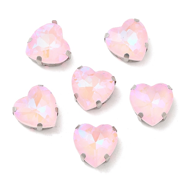 

PandaHall Mocha Fluorescent(MI) Heart Sew on Rhinestone, Multi-strand Links, with Brass Prong Settings, Garments Accessories, Light Rose..., Pink