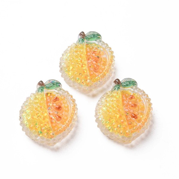 

PandaHall Transparent Epoxy Resin Cabochons, with Paillette, Yellow Peaches, Gold, 21x18x8.5mm Epoxy Resin Fruit Gold