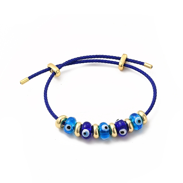 

PandaHall Lampwork Evil Eye & Brass Beaded Bangle, Stainless Steel Twist Rope Adjustable Bangle for Women, Blue, Inner Diameter: 2-1/8~3-3/8...