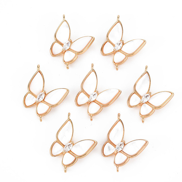 

PandaHall Brass Links Connectors, with Natural Shell and Crystal Rhinestone, Long-Lasting Plated, Cadmium Free & Lead Free, Butterfly..., Clear