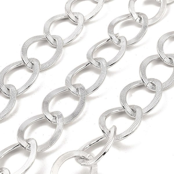 

PandaHall Aluminium Texture Curb Chains, Unwelded, with Spool, Platinum, 22.5x17x1.5mm, about 32.81 Feet(10m)/Roll Aluminum