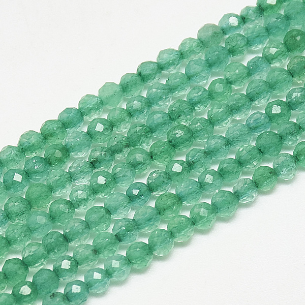 

PandaHall Natural White Jade Beads Strands, Faceted, Dyed, Round, Medium Aquamarine, 2~2.5mm, Hole: 0.3mm, about 173~175pcs/strand, 14.9..., Green