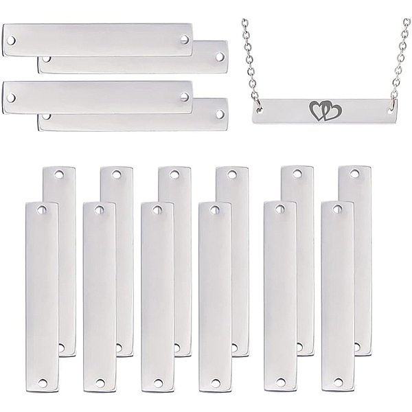 

PandaHall BENECREAT 16Pcs 304 Stainless Steel Connector Charms, Blank Tags Rectangle Stamping Blank Tags with Two Holes for Engraving or...