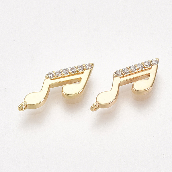 

PandaHall Brass Charms, with Cubic Zirconia, Musical Note, Clear, Nickel Free, Real 18K Gold Plated, 5.5x13x1.5mm, Hole: 0.8mm Brass+Cubic...
