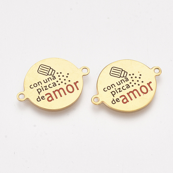

PandaHall 304 Stainless Steel Quote Links Connectors, with Enamel, Flat Round with Word, Golden, 21.5x16x1mm, Hole: 1.4mm 304 Stainless...