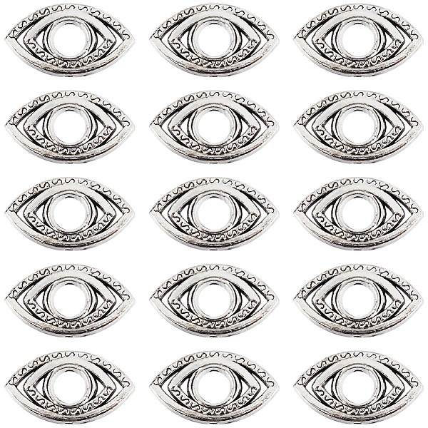 

PandaHall SUNNYCLUE Tibetan Style Alloy Bead Frame, Eye, Antique Silver, 12x21x3mm, Hole: 1.6mm, 5mm inner diameter, 50pcs/box Alloy Eye