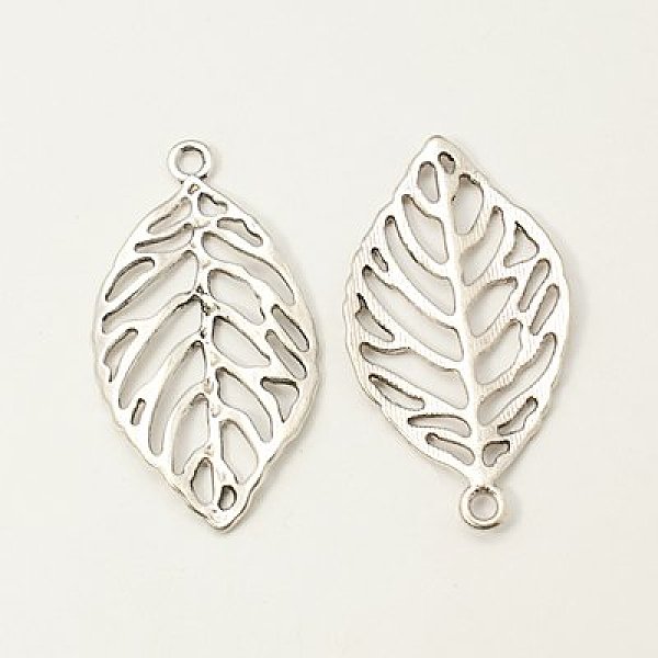 

PandaHall Alloy Pendants, Cadmium Free & Nickel Free & Lead Free, Leaf, Antique Silver, 49.5x27.5x2mm, Hole: 3.5mm Alloy Leaf