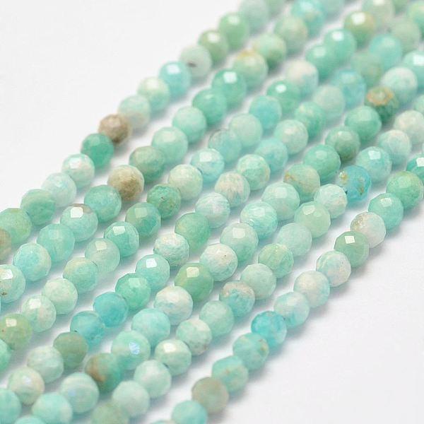 

PandaHall Natural Amazonite Bead Strands, Faceted, Round, 2.5~3mm, Hole: 1mm, about 146pcs/strand, 15.3 inch Amazonite Round