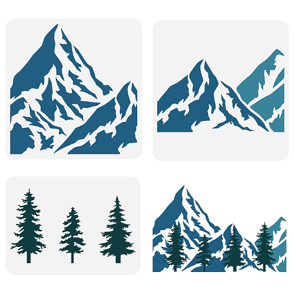 

PandaHall 3Pcs 3 Styles PET Hollow Out Drawing Painting Stencils, for DIY Scrapbook, Photo Album, Mountain & Tree Pattern, Mixed Patterns...