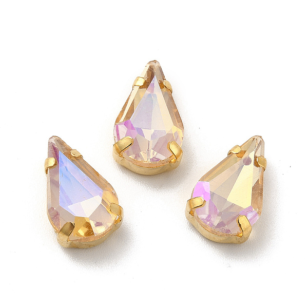 

PandaHall Moonlight Effect Teardrop Sew on Rhinestone, Multi-strand Links, with Golden Tone Brass Prong Settings, Garments Accessories..., Yellow